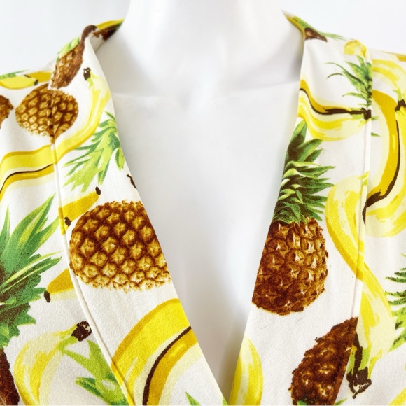 Mason Grey TROPICAL SMOOTHIE Fruit Print Classic Short Robe Women's Size M - Picture 5 of 11